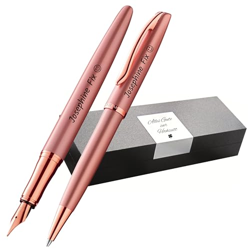 Pelikan Schreibset Jazz® Noble Elegance K/P36 Kugelschreiber und Füllhalter mit Gravur Geschenk - einzigartige Stifte mit Namen - personalisierte Geschenke (Pink Rose) von Pelikan