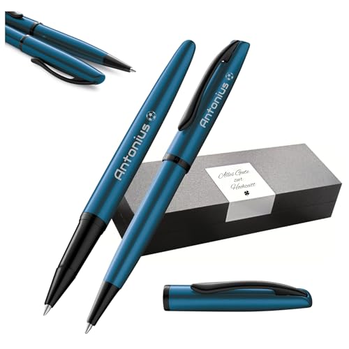 Pelikan Schreibset Jazz® Noble Elegance K/R36 Kugelschreiber und Tintenroller mit Gravur Geschenk - einzigartige Stifte mit Namen - personalisierte Geschenke (Aquamarin) von Pelikan
