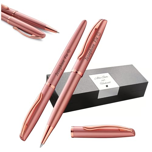 Pelikan Schreibset Jazz® Noble Elegance K/R36 Kugelschreiber und Tintenroller mit Gravur Geschenk - einzigartige Stifte mit Namen - personalisierte Geschenke (Pink Rose) von Pelikan