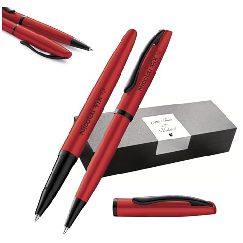 Pelikan Schreibset Jazz® Noble Elegance K/R36 Kugelschreiber und Tintenroller mit Gravur Geschenk - einzigartige Stifte mit Namen - personalisierte Geschenke (Red) von Pelikan