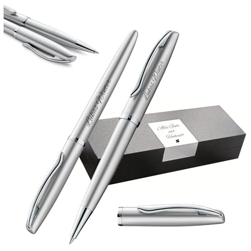 Pelikan Schreibset Jazz® Noble Elegance K/R36 Kugelschreiber und Tintenroller mit Gravur Geschenk - einzigartige Stifte mit Namen - personalisierte Geschenke (Silber) von Pelikan