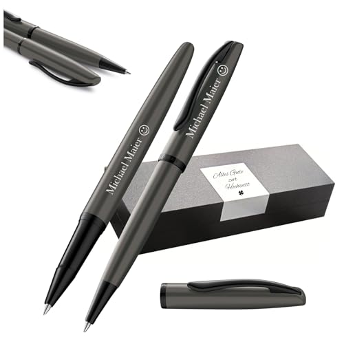 Pelikan Schreibset Jazz® Noble Elegance K/R36 Kugelschreiber und Tintenroller mit Gravur Geschenk - einzigartige Stifte mit Namen - personalisierte Geschenke (Stone) von Pelikan