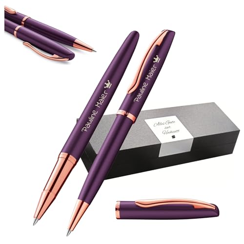 Pelikan Schreibset Jazz® Noble Elegance K/R36 Kugelschreiber und Tintenroller mit Gravur Geschenk - einzigartige Stifte mit Namen - personalisierte Geschenke (Viola) von Pelikan