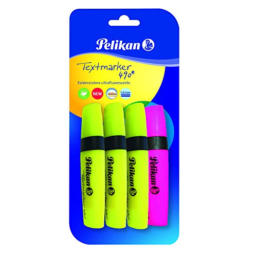 Pelikan Textmarker Premium Textmarker Inchiosto Flourescente Blister Convenzio 4 Marker (3 gelb + 1 Dreh), 4006071 von Pelikan