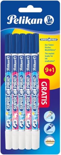 Pelikan Tintenlöscher Super Pirat, Set mit 10 Tintenkillern, Strichstärke B (breit), 9+1 Stück, 317545 von Pelikan
