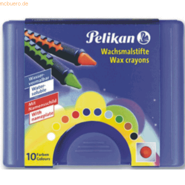 Pelikan Wachsmalstifte 655/10 mit Schiebehülse wasservermalbar 10 Farb von Pelikan