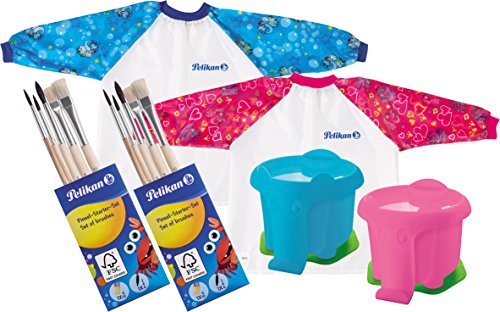 Pelikan Wasserbecher Elefant mit Pinselhalter/Break Kit + Malschürze & Pinsel-Set Blau + Pink Pelikan Wasserbecher Elefant mit Pinselhalter/Break Kit + Malschürze & Pinsel-Set Blau + Pink von Pelikan