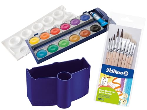 Pelikan Wasserbox 808246 für Deckfarbkasten Schul-Standard blau (Blau - Komplett-Set) von Pelikan