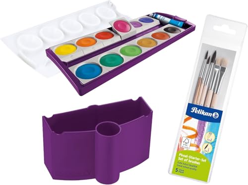 Pelikan Wasserbox mit Pinselhalter, Malbecher für K12 und K24, Violett - Komplett Set Pelikan Wasserbox mit Pinselhalter, Malbecher für K12 und K24, Violett - Komplett Set von Pelikan