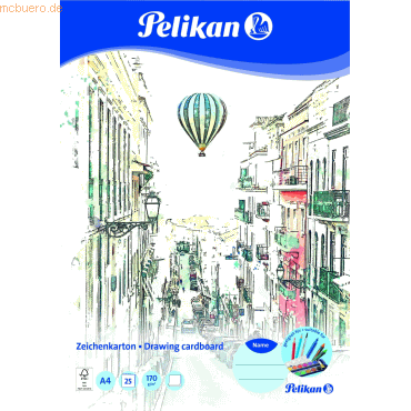 5 x Pelikan Zeichenblock A4 170g/qm 25 Blatt von Pelikan