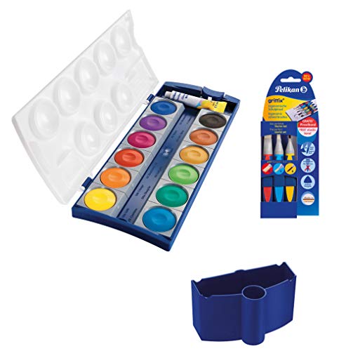 Wasserbox 808246 für Pelikan Deckfarbkasten Schul-Standard (Deckfarbkasten 12 Farben + Wasserbox + Pinsel-Set 3tlg.) von Pelikan