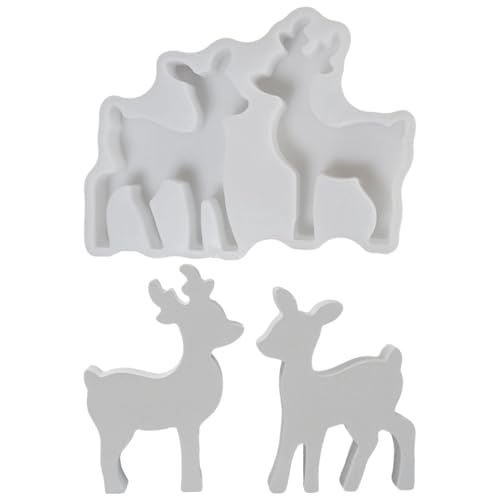 Weihnachtendeko Silikonformen Elch Kerzenformen DIY Handwerk Gießformen Weihnachten Dekoration 17cm & 11cm Für Wachs Seife Beton Gips (A) von Pemarcy