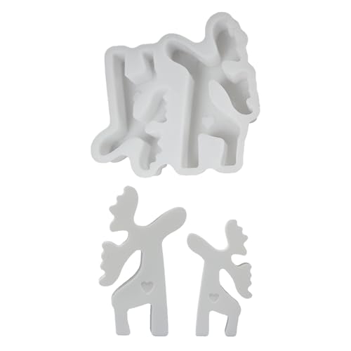 Weihnachtendeko Silikonformen Elch Kerzenformen DIY Handwerk Gießformen Weihnachten Dekoration 17cm & 11cm Für Wachs Seife Beton Gips (B) von Pemarcy