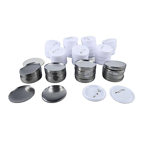 PenRux 100 Sets Pin-Button-Teile, 2,3-Zoll-Button-Zubehör für Button-Maker-Maschine 58 Mm, Runde Blanko-Button-Pins mit Kunststoff-Button-Pin-Rückseite, Metallabdeckung,Transparente Folie von PenRux