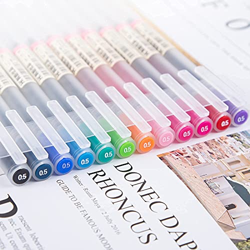 Penagic - Gelschreiber, Kugelschreiber, feine Spitze, 0,5 mm Tintenstift, Notizstifte für japanisches koreanisches Büro, Schule, Schreibwaren (sortiert, 12 Stück) von Penagic