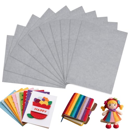 10 Stück 20x30cm Bastelfilz 3mm, Filzstoff zum Basteln, Polyester Steifer Filz für DIY Aufbewahrungstasche Filzunterlage Patchwork Nähen Basteln Handwerken Dekoration, Filz Grau Serie von Penbinmall