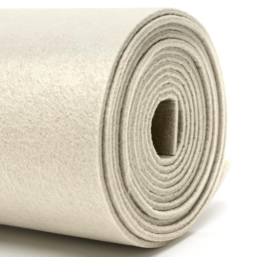 DIY Filz stoff 40cm x 250cm - 3mm Stärke Bastelfilz in Einzelfarben – Filzstoff meterware Für Autoteppiche, Weihnachtsmärkte & Riesenprojekte,filzmatte-beige von Penbinmall