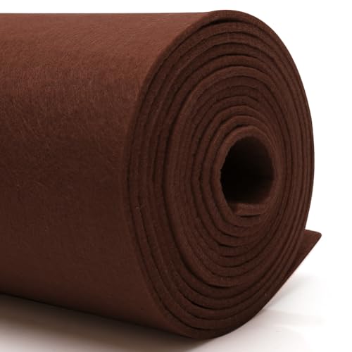 DIY Filz stoff 40cm x 250cm - 3mm Stärke Bastelfilz in Einzelfarben – Filzstoff meterware Für filzmatte，taschenfilz,filzmatte,Polster, Autoteppiche,Untersetzer-nadelfilz 3mm stark-Dunkelbraun filz von Penbinmall