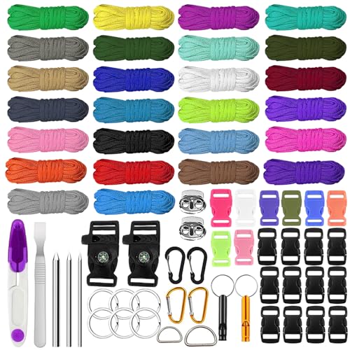 Penbinmall 26 Farbe Paracord,3m Paracord Armband 550 Multifarben Parachute Seile Bänder Kit mit Schnallen,Paracordbänder Steckverschluss für DIY Armbänder, Schlüsselbänder, Hundehalsbänder Penbinmall 26 Farbe Paracord,3m Paracord Armband 550 Multifarben Parachute Seile Bänder Kit mit Schnallen,Paracordbänder Steckverschluss für DIY Armbänder, Schlüsselbänder, Hundehalsbänder von Penbinmall
