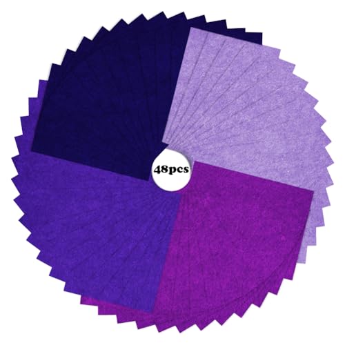 Penbinmall Filz Zum Basteln 48 Stück - 30 x 20cm Bastelfilz, Filzstoff Bastelfilz Filz für Filzmatte Untersetzer Dekofilz Taschenfilz zum Nähen und DIY Basteln(Lila) von Penbinmall