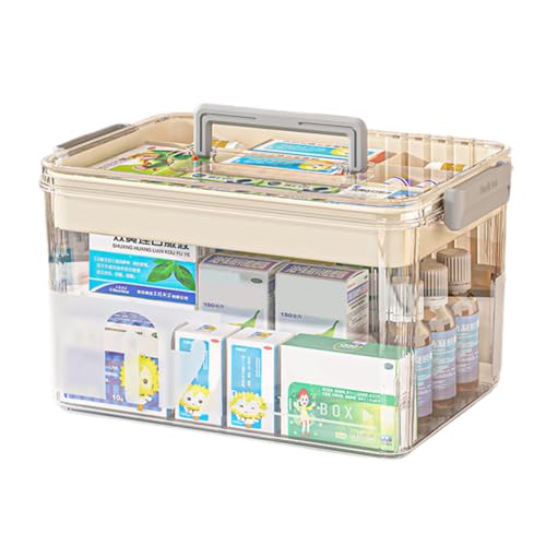 Penbinmall Medikamenten aufbewahrung Sortierbox Aufbewahrung mit Griff - Arzneimittel box, Medikamentenbox groß, Fächer Aufbewahrungsbox, 29 * 21 * 17 cm (Weiß) von Penbinmall