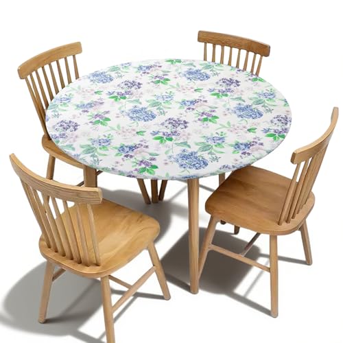 Penbinmall Outdoor Runde Tischdecke mit Gummizug,Spanntischdecke，tischdecke Outdoor,Gartentischdecke wetterfest 48in fur Tafelgeschirr Ø 36"(90-110cm) - Elastisch Garten tischdecke (Hortensien) von Penbinmall