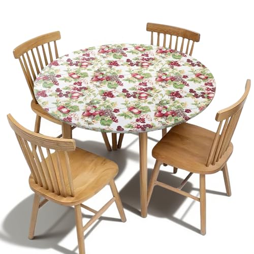 Penbinmall Outdoor Runde Tischdecke mit Gummizug,Spanntischdecke，tischdecke Outdoor,Gartentischdecke wetterfest 48in fur Tafelgeschirr Ø 36"(90-110cm) - Elastisch Garten tischdecke (Trauben) von Penbinmall