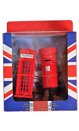 Anspitzer Set aus Metall Druckguss Souvenir London Design Telefonzelle und Postbox von Pencil Sharpener