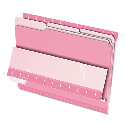 Pendaflex 4210 4210 1/3 Pin Aktenordner, 1/3 Schnitt, oben Register, Briefgröße, Pink, 100 Stück pro Box von Pendaflex