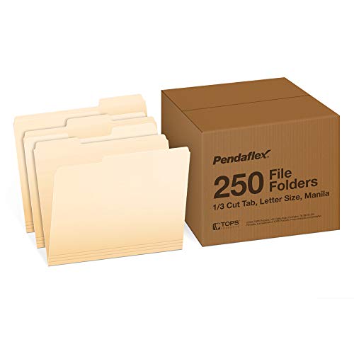 Pendaflex Aktenordner, Briefgröße, 1/3 Zuschnitt, Manila, 250 Stück pro Box (752250) von Pendaflex