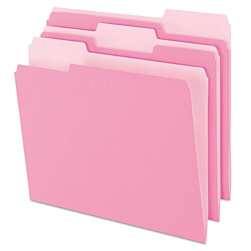 Pendaflex Zweifarbige Aktenordner, Briefgröße, 1/3 Schnitt, rosa, 100 Stück pro Box (152 1/3 PIN), 30,5 x 25,1 x 6 cm von Pendaflex