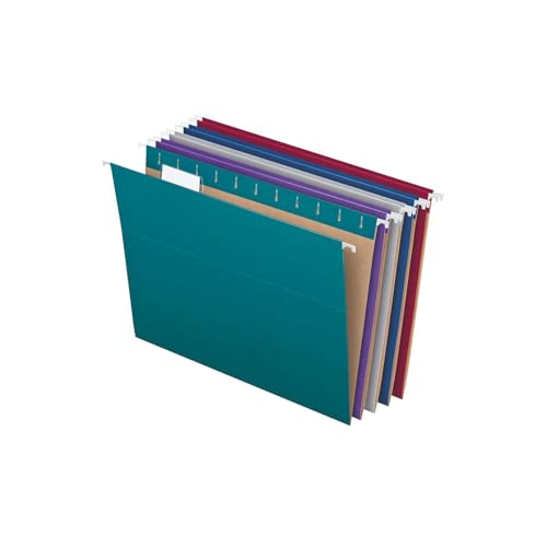 Pendaflex Recycelte Hängemappen, Briefgröße, verschiedene Schmuckfarben, zweifarbig für kinderleichte Abheftung, 1/5-geschnittene Tabs, 25 Stück pro Box (81667) von Pendaflex