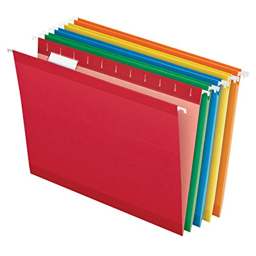 Pendaflex Verstärkte Hängemappen, Briefgröße, verschiedene Farben (grün, blau, rot, gelb, orange) 1/5 Schnitt, Tabs und Einsätze, 25 Stück (41522AMZ) von Pendaflex