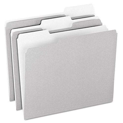 Pendaflex Zweifarbige Aktenordner, Briefgröße, 1/3-Schnitt, grau, 100 Stück pro Box (152 1/3 Gra) von Pendaflex