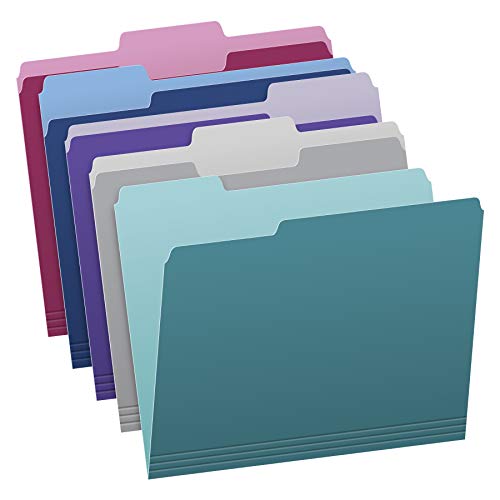 Pendaflex Zweifarbige Aktenordner, Briefgröße, verschiedene Farben (Blaugrün, Violett, Grau, Marineblau und Burgunderrot), 1/3-Cut Tabs, 5 Farben, 100/Box, (02315) von Tops