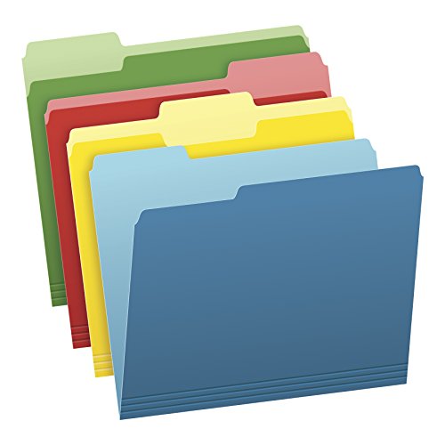 Pendaflex Zweifarbige Aktenordner, Briefgröße (hellgrün, gelb, rot, blau), 1/3-geschnittene Register, sortiert, 36 Stück (03086), 4-farbig von Pendaflex