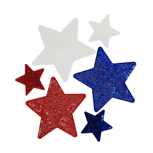 Pailletten-Flicken für 4. Juli Dekorationen, zum Aufbügeln oder Aufnähen für Bastelarbeiten, Kleidung, Zubehör, Dekoration, 6 Stück Pailletten-Flicken für 4. Juli Dekorationen, zum Aufbügeln oder Aufnähen für Bastelarbeiten, Kleidung, Zubehör, Dekoration, 6 Stück von Pendant of Luck