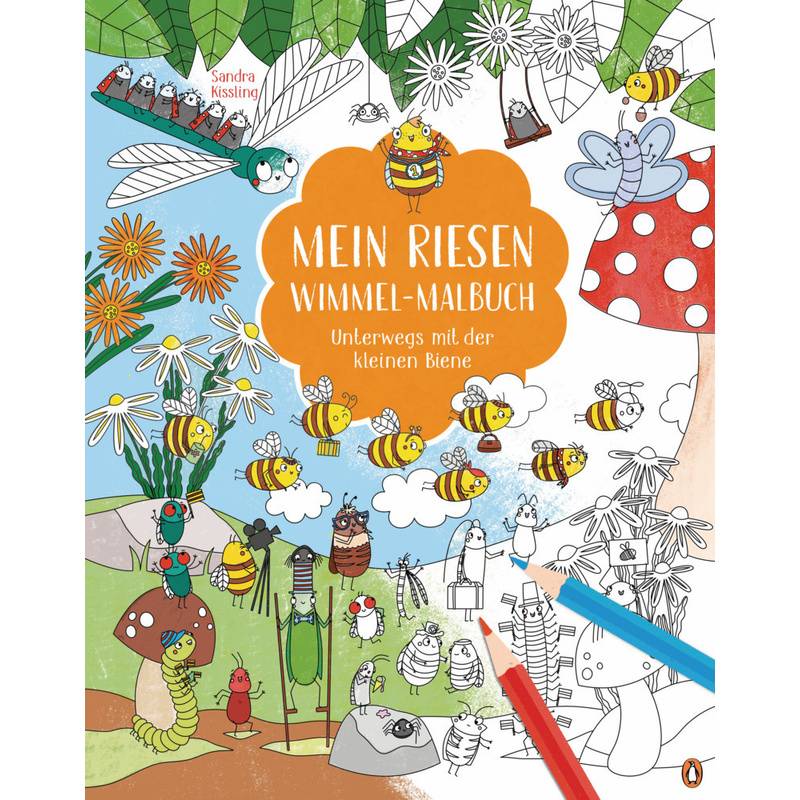 Mein Riesen-Wimmel-Malbuch - Unterwegs Mit Der Kleinen Biene - Sandra Kissling, Kartoniert (TB) von Penguin Junior