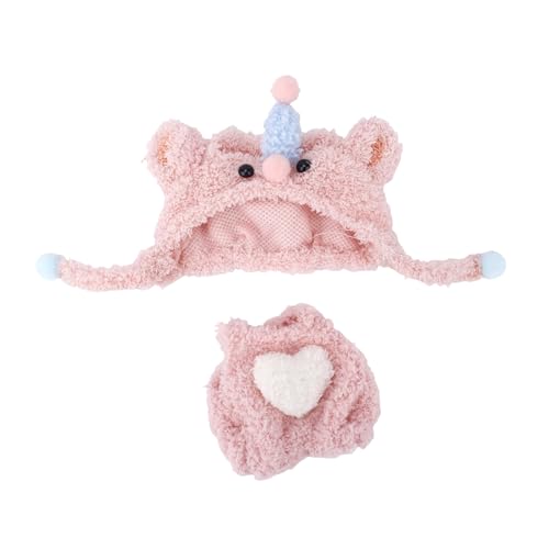 17cm Puppen Kleidungsset, Niedlich Elefanten Kleidung Enthält Pelzig Elefanten Overalls & Mütze Lustig Tier Thematische Dekoration für 17cm Plüschpuppen (Rosa) von Penitue