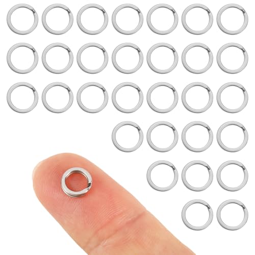 30 Stück Spaltringe Edelstahl, 7mm Silber Geteilter Biegering Zubehör für Hundemarken zur Herstellung von Schmuck und zur Organisation von Autoschlüsseln von Penitue