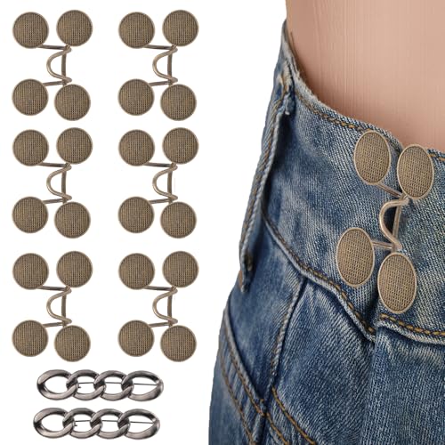 8 Set Hosenbund Knopfnadeln, Hosenbund Miederclips aus Zinklegierung Jeans Taillenversteller Dekorative Nadeln Ohne Nähen für Weite Jeanskleider und Röcke (Kupfer) von Penitue