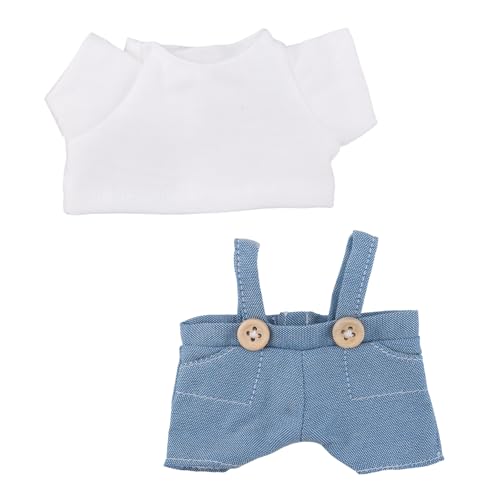 Plüschpuppen Kleidung, Süße 17cm Puppen Outfit T-Shirt und Overalls Set Modisches Blau Weißes Kostümzubehör Ideal zum Anziehen von Plüschtieren Präsentieren Sammeln Plüschpuppen Kleidung, Süße 17cm Puppen Outfit T-Shirt und Overalls Set Modisches Blau Weißes Kostümzubehör Ideal zum Anziehen von Plüschtieren Präsentieren Sammeln von Penitue