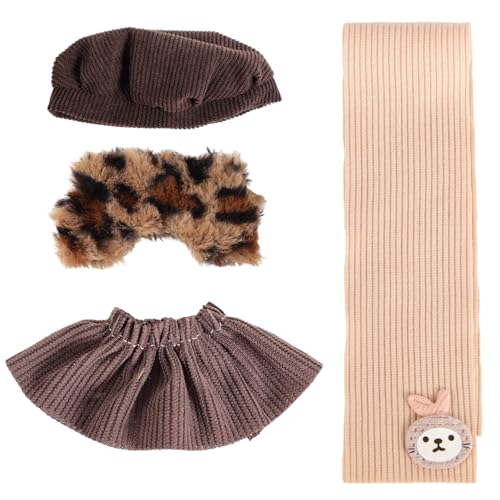 Plüschpuppen Kleidung Set, Luxuriöses Designer Outfit für 17cm Große Puppen Einschließlich Hut Schal Rock Leopardenmuster Oberteil zum Sammeln Ausstellen von Plüschtieren Plüschpuppen Kleidung Set, Luxuriöses Designer Outfit für 17cm Große Puppen Einschließlich Hut Schal Rock Leopardenmuster Oberteil zum Sammeln Ausstellen von Plüschtieren von Penitue