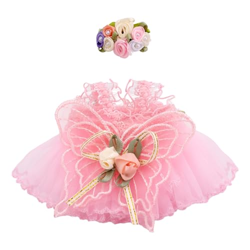 Puppenkleidungsset, Rosa Blumenkleid und Stirnband mit Kunstperlenverzierung Niedliche Kostüme für 15-17cm Große Puppen Ausstellungszubehör (Nur Kleidung) von Penitue