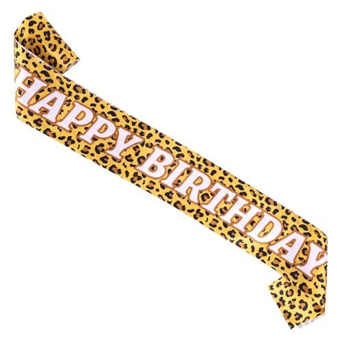 Schärpe Happy Birthday mit Leopardenmuster, Geparden Geburtstagsparty Dekoration für Mädchen und Jungen Partyzubehör zum Thema Safari-Dschungel und Wilde Tiere Schärpe Happy Birthday mit Leopardenmuster, Geparden Geburtstagsparty Dekoration für Mädchen und Jungen Partyzubehör zum Thema Safari-Dschungel und Wilde Tiere von Penitue