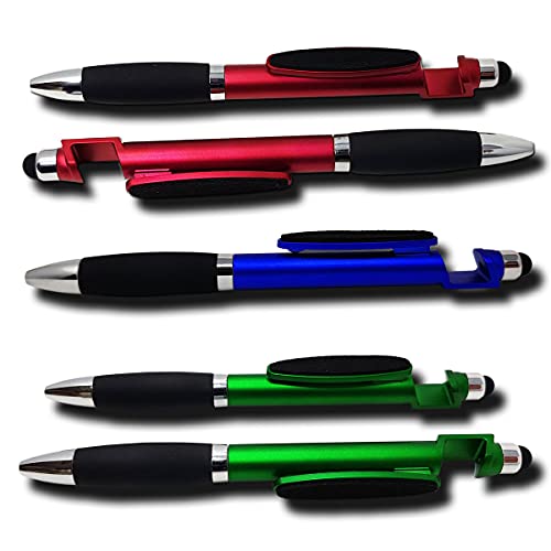 Penko Premium-Kugelschreiber, 4 in 1 Multifunktion-Drehkugelschreiber mit Handy-Halterung, Touch Pen, Screen-Reiniger von Penko