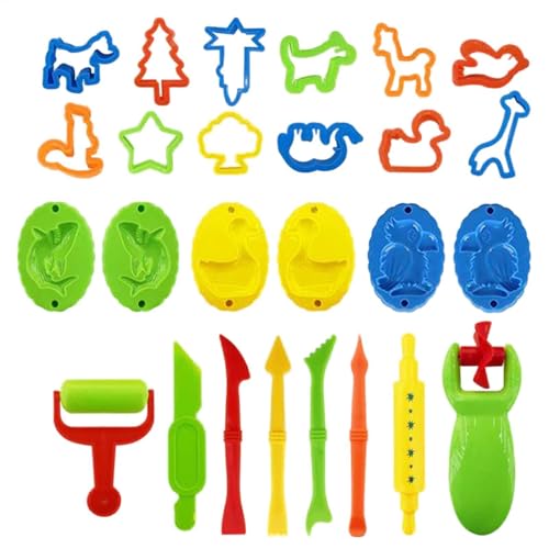 Knete Zubehör Set für Kinder, 26 Stück Knetwerkzeug Teig Plastilin Werkzeug mit 3D Formen, Teigrolle, Extruder, Tiere Formen Modellierwerkzeug für Knete, Lernspielzeug für Kinder Knete Zubehör Set für Kinder, 26 Stück Knetwerkzeug Teig Plastilin Werkzeug mit 3D Formen, Teigrolle, Extruder, Tiere Formen Modellierwerkzeug für Knete, Lernspielzeug für Kinder von Penlimly