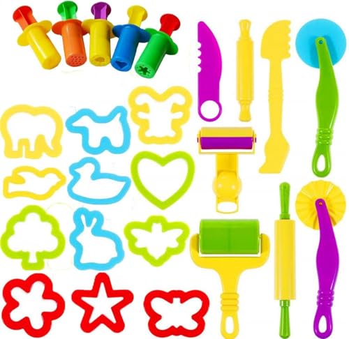 Knete Zubehör für Kinder, 25 Stück Knetwerkzeug Teig Plastilin Werkzeug mit Formen Schere Teigrolle Knete Extruder Ausstechformen Tiere Formen Modellierwerkzeug, Lernspielzeug für Junge Mädchen Knete Zubehör für Kinder, 25 Stück Knetwerkzeug Teig Plastilin Werkzeug mit Formen Schere Teigrolle Knete Extruder Ausstechformen Tiere Formen Modellierwerkzeug, Lernspielzeug für Junge Mädchen von Penlimly