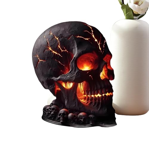 Penlimly Halloween-Schädelleuchte - Flamme Totenkopf Deko Tischlampe - Gotisches Wohnzimmerdeko Gruseliges Deko-Set Für Party Wohnzimmer Tisch Kamin Penlimly Halloween-Schädelleuchte - Flamme Totenkopf Deko Tischlampe - Gotisches Wohnzimmerdeko Gruseliges Deko-Set Für Party Wohnzimmer Tisch Kamin von Penlimly