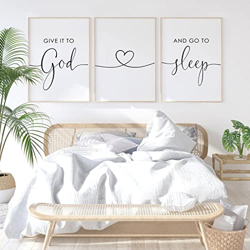 "Give It to God and Go to Sleep", Schild, Leinwand, Wandkunst über dem Bett, Wanddekoration für Schlafzimmer, Bibelvers und Bauernhaus, Schlafzimmer, 40.6x61x7.6 cm, ungerahmt "Give It to God and Go to Sleep", Schild, Leinwand, Wandkunst über dem Bett, Wanddekoration für Schlafzimmer, Bibelvers und Bauernhaus, Schlafzimmer, 40.6x61x7.6 cm, ungerahmt von Pennclys